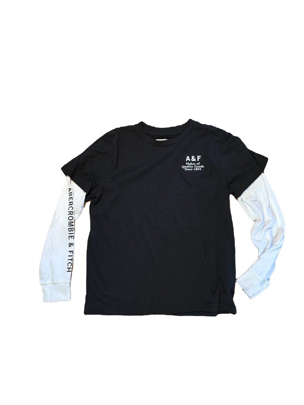 Abercrombie Kids Black and White Layered-Look Long Sleeve Tee Youth 11/12